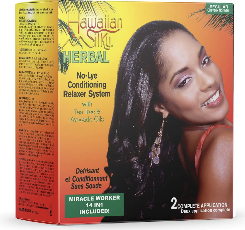 HAWAIIN SILKY HERBAL Défrisage Sans Soude NORMALE 14 en 1, 2 applications