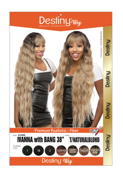 DESTINY WIG BEAUTY ELEMENT IVANA WITH BANG 38&quot; 1B