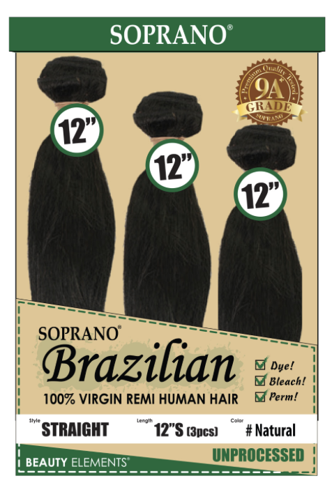 SOPRANO BRAZILIAN STRAIGHT  X3 12&quot;