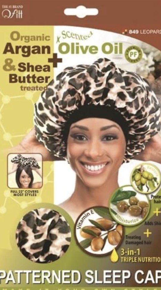 QFITT SLEEP CAP PATTERNED ARGAN + OLIVE CASTOR + PERPPERMINT