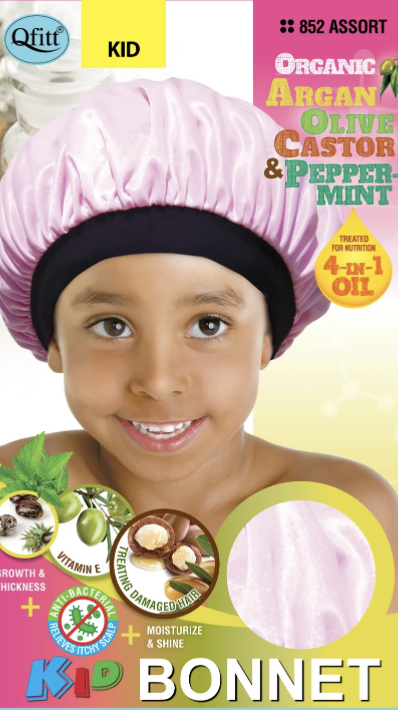 QFITT BLACK ORGANIC ARGAN OLIVE CASTOR &amp; PERPPERMINT KID BONNET