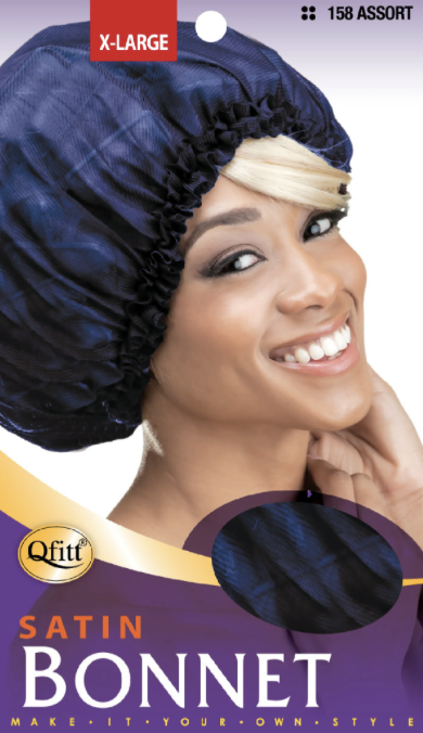 QFITT SATIN BONNET X-LARGE BLACK