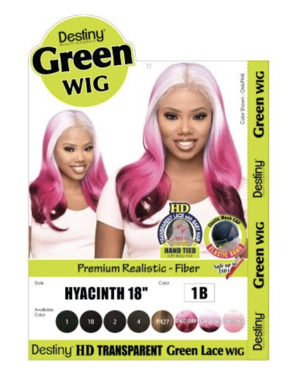 DESTINY GREEN WIG HYACINTH 18&quot; OMROSEPINK