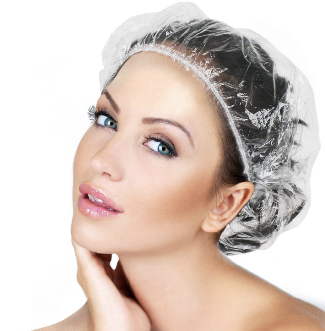 LQQKS CLEAR PLASTIC SHOWER CAPS (30PC/PK)