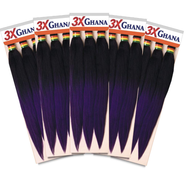 REALISTIC 3X GHANA BRAID 60&quot; T1BPURPLE