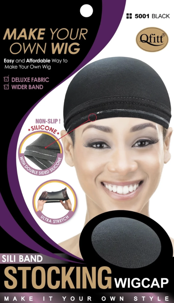 QFITT SILIBAND STOCKING  WIG CAP - BLACK