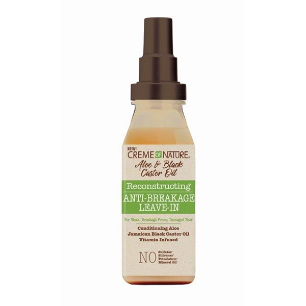 CREME OF NATURE ALOE &amp; BLACK   CASTOR OIL LEAVE-IN 8oz