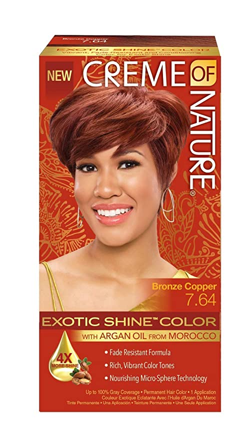 CREME OF NATURE ARGAN GEL WOMEN HAIR COLOR #7.64 BRONZE COPPER