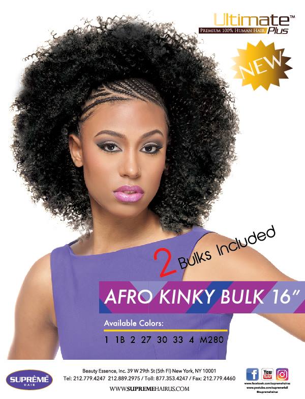 SUPREME HAIR 100% HH AFRO KINKY BULK 16'' 1