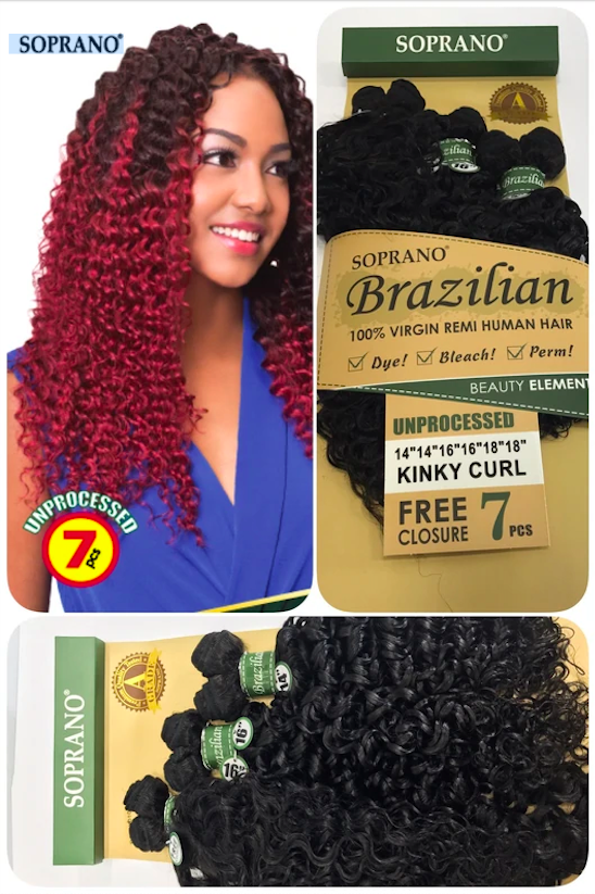 SOPRANO BRAZILIAN KINKY CURL NATURAL 14'' 16'' 18''