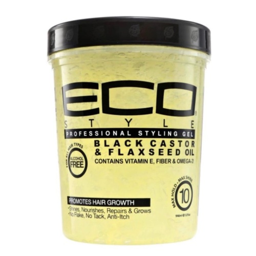 ECOSTYLE STYLING GEL BLACK CASTOR &amp; FLAXSEED OIL 946 ml