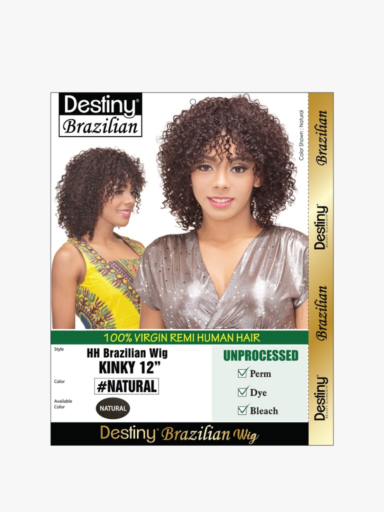 DESTINY HH BRAZILIAN WIG KINKY 12&quot; NATURAL BLACK