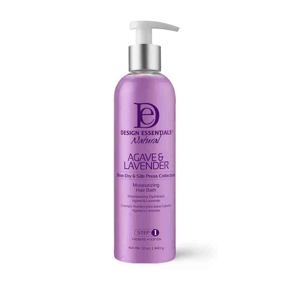 DESIGN ESSENTIALS AGAVE &amp; LAVENDER SHAMPOOING HYDRATANT 340g