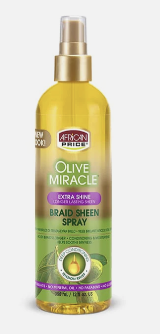 AFRICAN PRIDE OLIVE MIRACLE BRAID SHEEN SPRAY EXTRA SHINE 355 ML