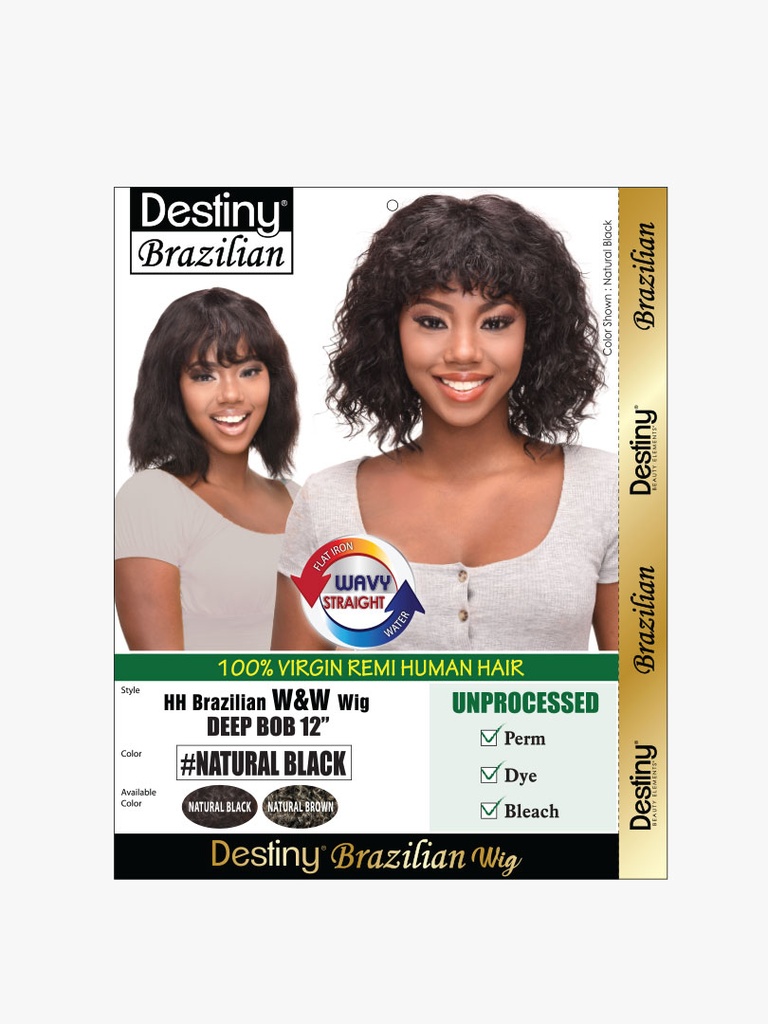 DESTINY WIG BRAZILIAN DEEP BOB 12&quot; NATURAL BROWN