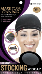 [6CAP-M5001] QFITT SILIBAND STOCKING  WIG CAP - BLACK