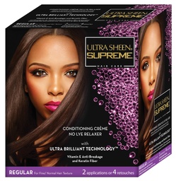 [802535207011] ULTRA SHEEN SUPREM SULFAT FREE NO LYE RELAXER KIT REGULAR SUPER 2 APPLICATION 4 RETOUCHE